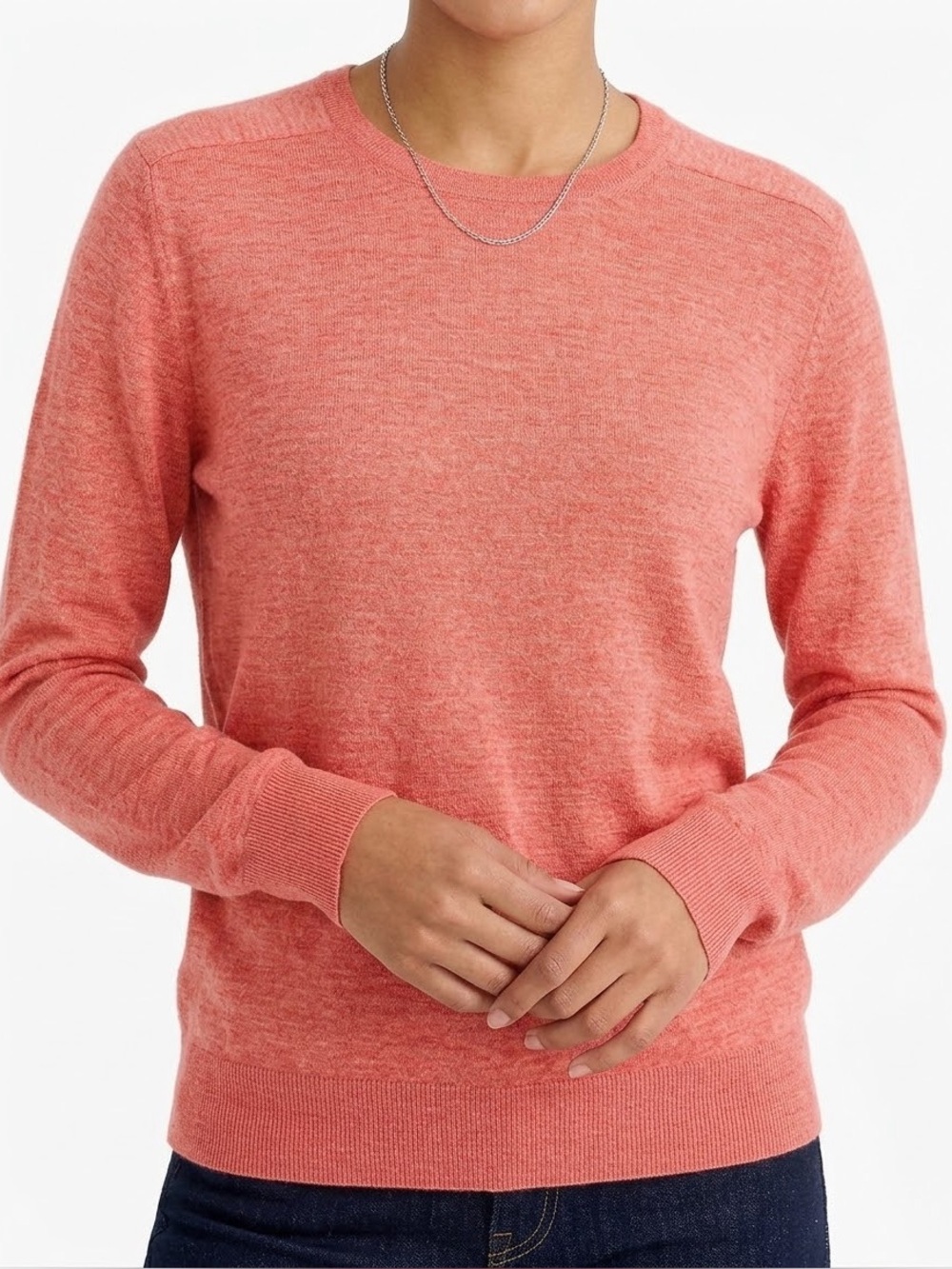 J.Crew Cotton Linen‎ Blend Scoop Neck Sweater Coral Orange XL
